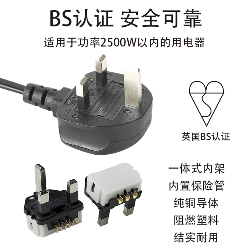 英標三芯雙頭電源線